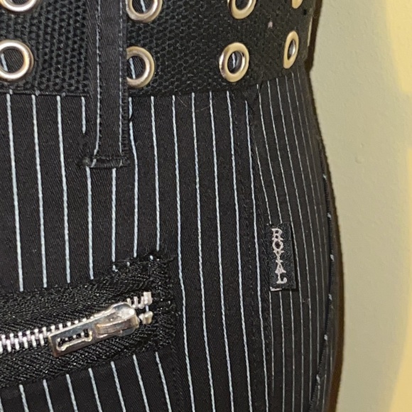 Classic Royal Bones black and white unisex pinstripe pants with zippers - Picture 6 of 9